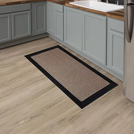 Set of 2 Twill Non Skid Washable Farmhouse Kitchen Floor Mats, 20"x32 + 20"x48