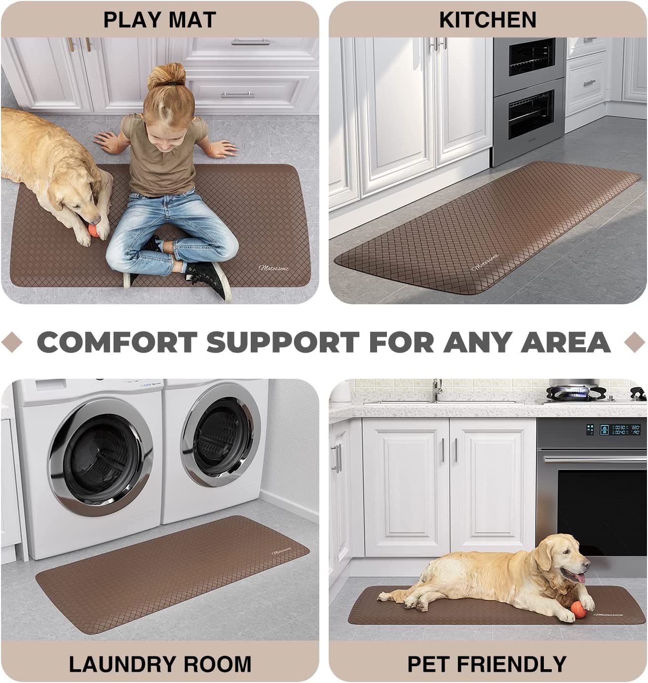 1/2 Inch Thick Cushioned Comfort Anti Fatigue Nonskid Waterproof Standing Desk Mat - (17.3X28'',Black)