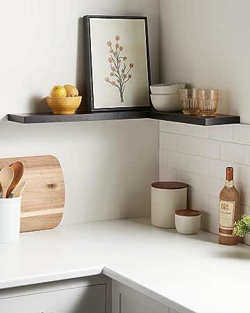 Set of 2 Wall Mounted Rustic Wood Shelves Decor with 22lbs Capacity (Rustic Brown)