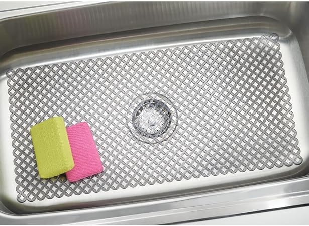 Plastic Protective XL 25" Kitchen Sink Drying Mat/Grid Countertop Protectors- Extra Large - Diamante Collection - 2 Pack, Graphite Gray