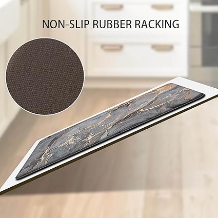 Cushioned Anti Fatigue Set of 2 Abstract Marble Waterproof Non Slip Waterproof Non Slip Kitchen Floor Mat Comfort Memory Foam Standing Mat for Kitchen Floor, Blue