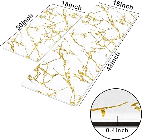 Cushioned Anti-Fatigue Waterproof Non-Slip Kitchen Mats and Rugs, 17''x47'' + 17''x30''