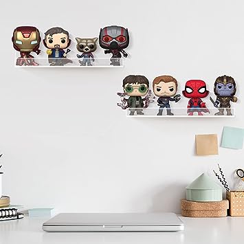 6 Pack 12 inch Clear Acrylic Album Record Holder Display, Kids Bookshelf, Floating Wall Shelves for Bathroom, Bedroom, Living Room, Kitchen