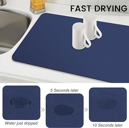 Dish Drying Mat Super Absorbent Drying Mat Large Dish Drying Mats for Kitchen Counter Easy clean Dish Mat Kitchen Drying Mat 15"x 18" Black