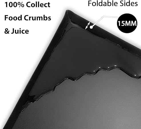Flexible Plastic Cutting Boards for Kitchen Set of 3, WK Foldable Cutting Board Mats with Juice Grooves, Non Slip Cutting Boards for Meat, Dishwasher Safe, BPA Free, Black