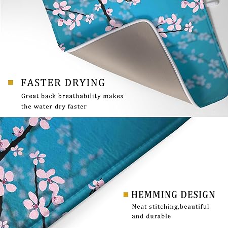 Absorbent Black Marble Dish Drying Mat Luxury Golden Kitchen Counter Mat, 18x24 inch