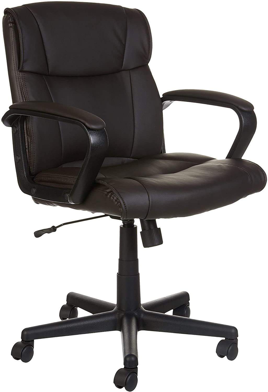 Padded, Ergonomic, Adjustable, Swivel Office Desk Chair with Armrest, Black Bonded Leather