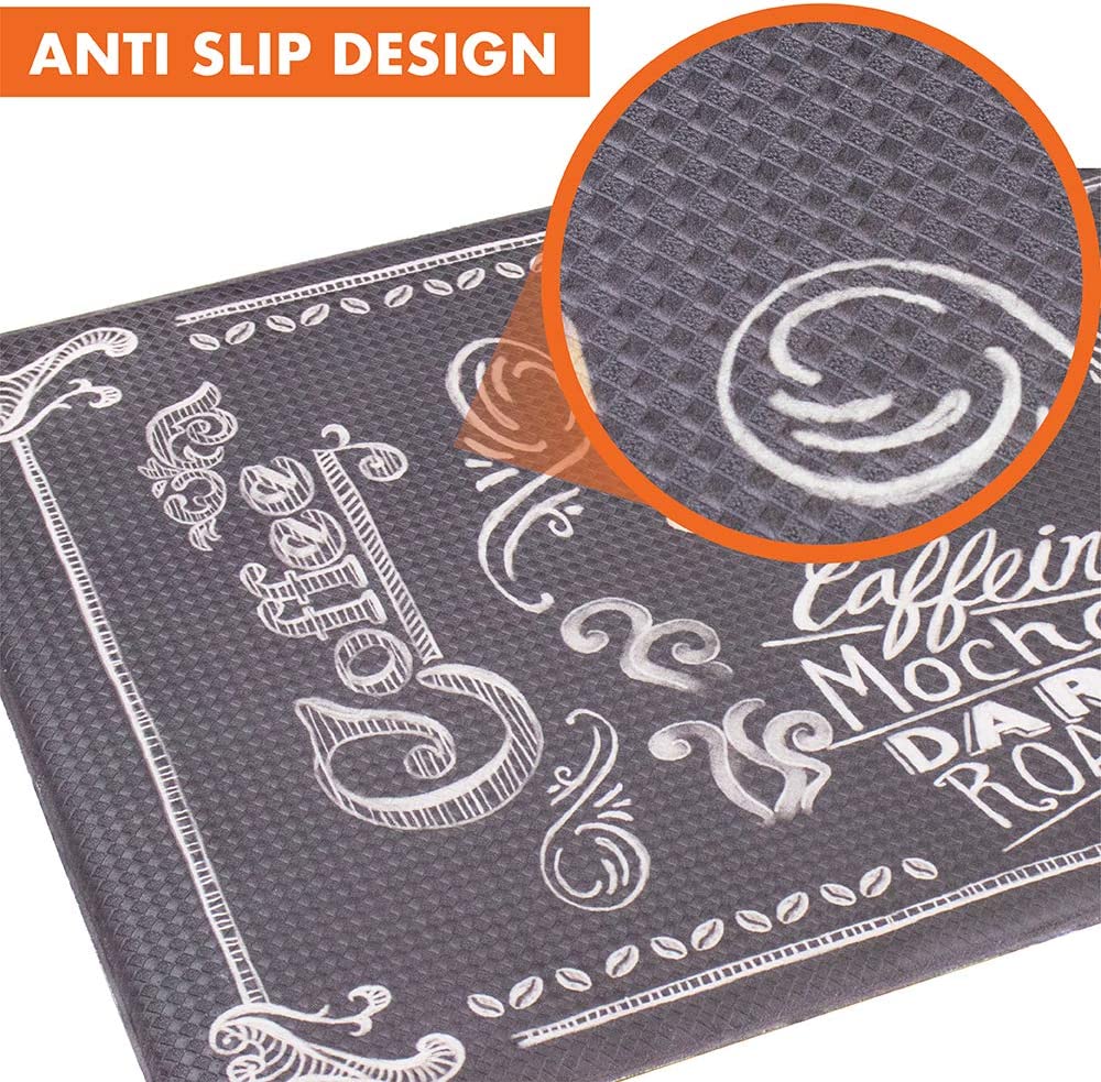 Anti Fatigue Reversible Cushioned Memory Foam Kitchen Rug Pad, 32x17 (Marble Gray)