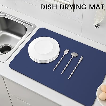 Dish Drying Mat Super Absorbent Drying Mat Large Dish Drying Mats for Kitchen Counter Easy clean Dish Mat Kitchen Drying Mat 15"x 18" Black
