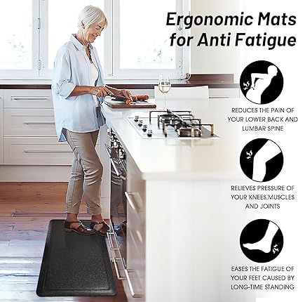 Anti Fatigue Cushioned Grey Non Slip Waterproof Memory Foam Ergonomic Comfort Rug, 17"X 28"