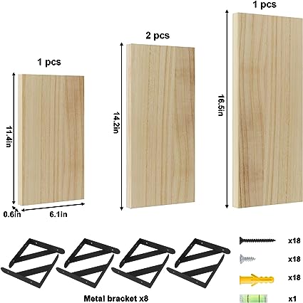 4 Sets of Wall Mounted Shelf for Bathroom Decor, Bedroom, Living Room and Plants (Carbonized Black)