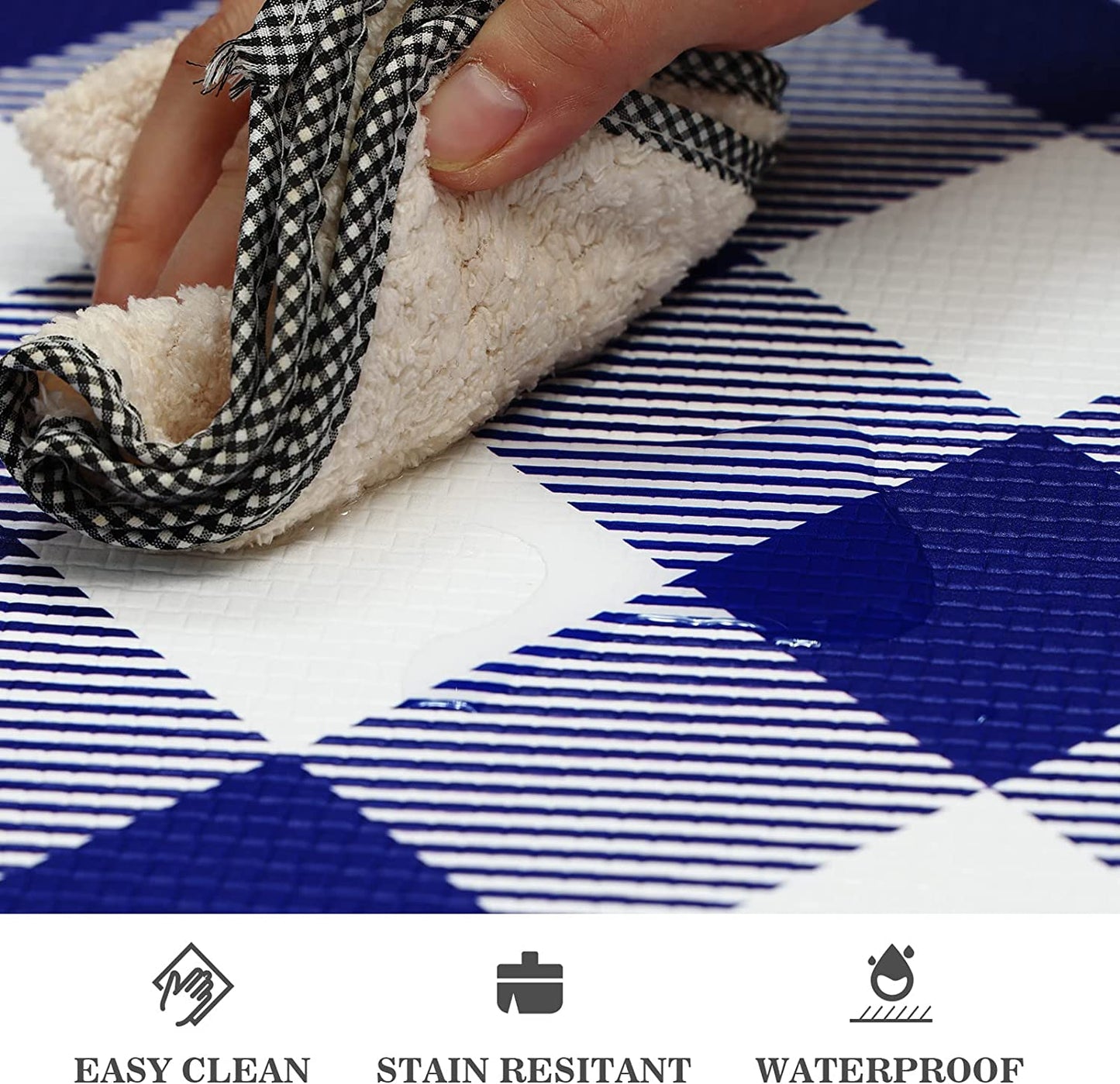 2 PCS Anti Fatigue Non Skid Waterproof Cushioned Black and White Kitchen Rugs