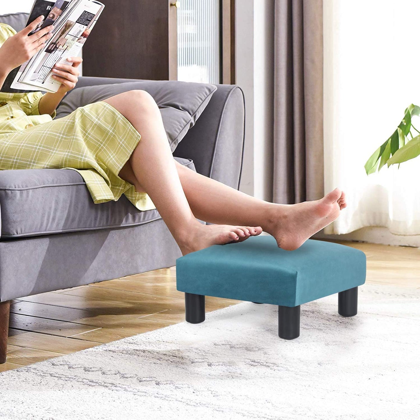 Ottoman Footrest Stool Small PU Leather Square Footstool