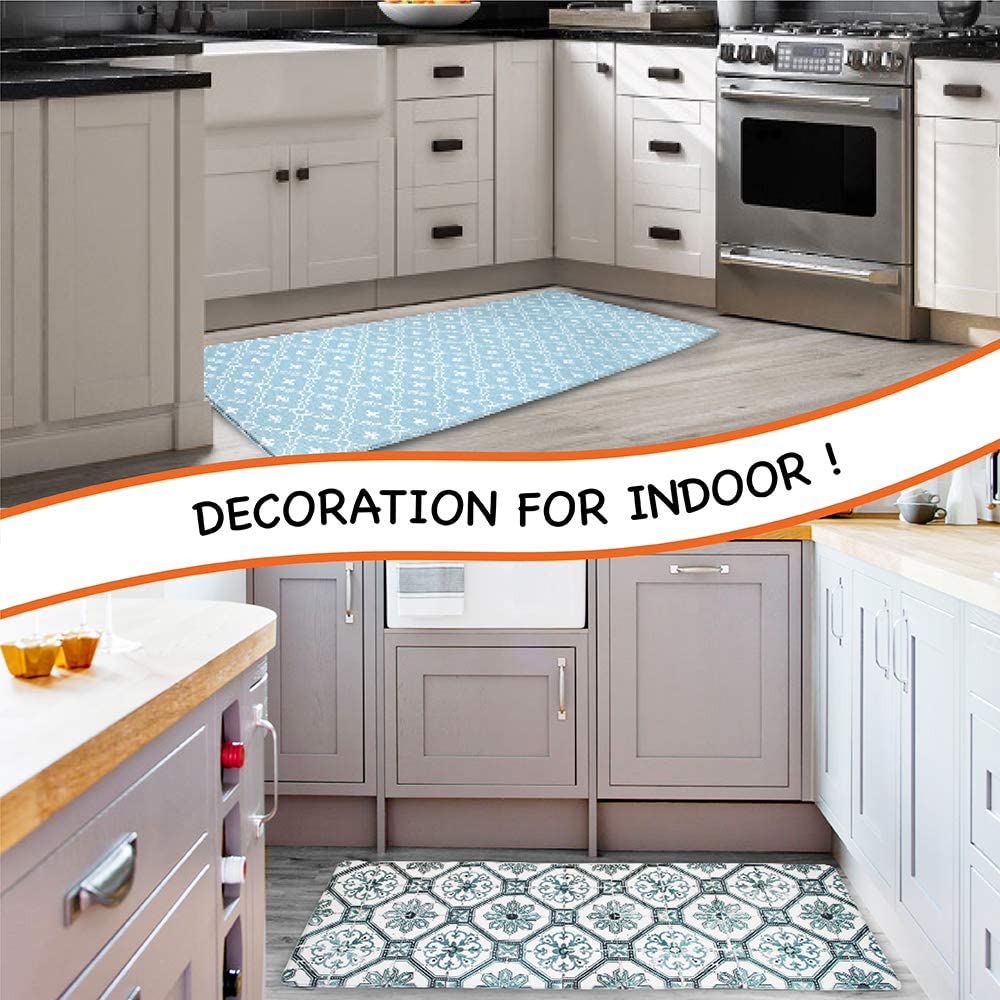 Anti Fatigue Reversible Cushioned Memory Foam Kitchen Rug Pad, 32x17 (Marble Gray)