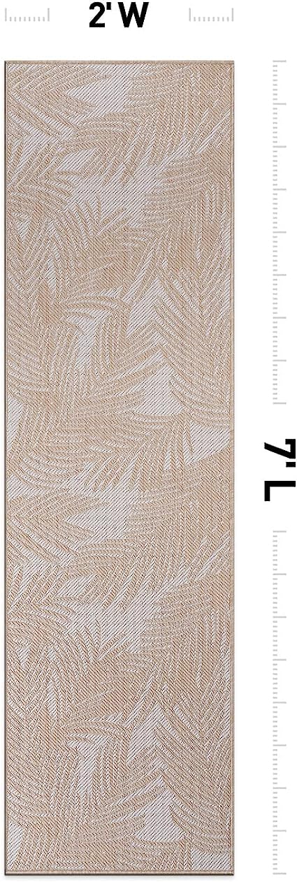 Contemporary Distressed Leaves Textured Flat Weave Easy Cleaning Outdoor Rugs