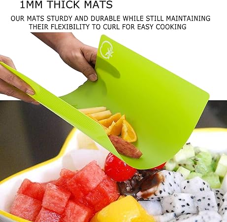 Colored Flexible Plastic Cutting Board Mats With Food Icons, Gripped Back, Cutting board Set of 4 (1)