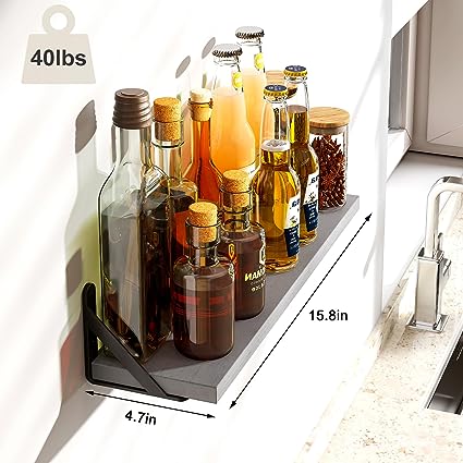 4.7in Rustic Wood Wall Floating Shelves Set of 8 (Dark Carbonized Black)