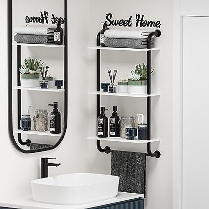17.3 inch Rustic Farmhouse Pipe Shelves,