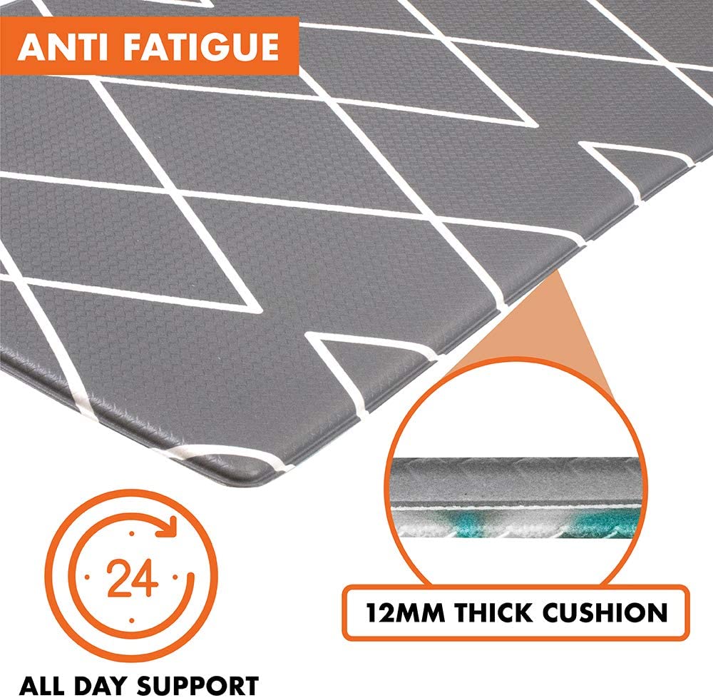 Anti Fatigue Reversible Cushioned Memory Foam Kitchen Rug Pad, 32x17 (Marble Gray)