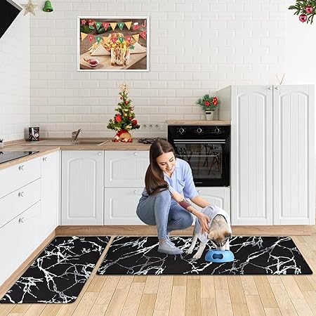 Cushioned Anti-Fatigue Waterproof Non-Slip Kitchen Mats and Rugs, 17''x47'' + 17''x30''