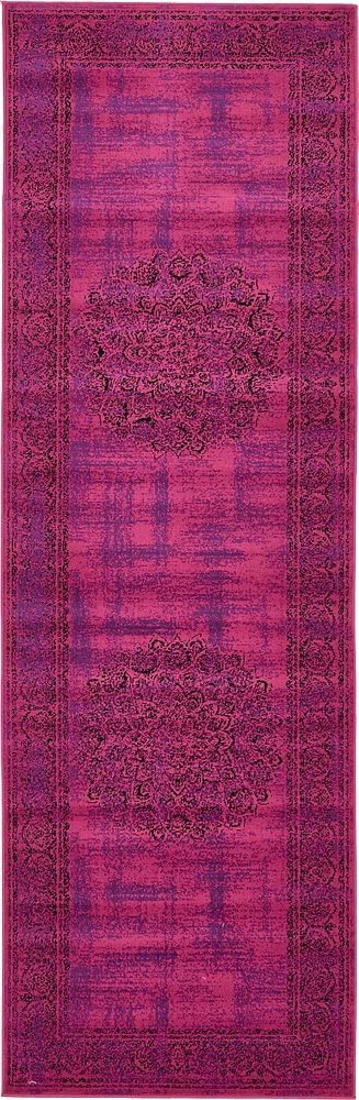 Modern Traditional Vintage Distressed Fuchsia Soft Area Rug