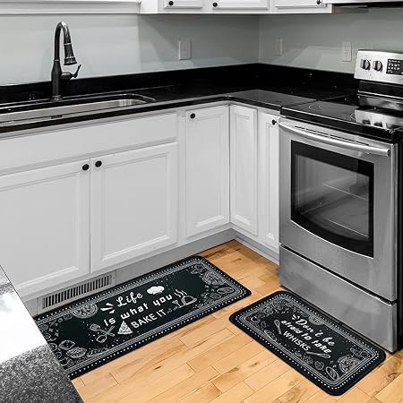 Buffalo Plaid, Non-Skid Washable, Fun Rug with Words, Set of 2