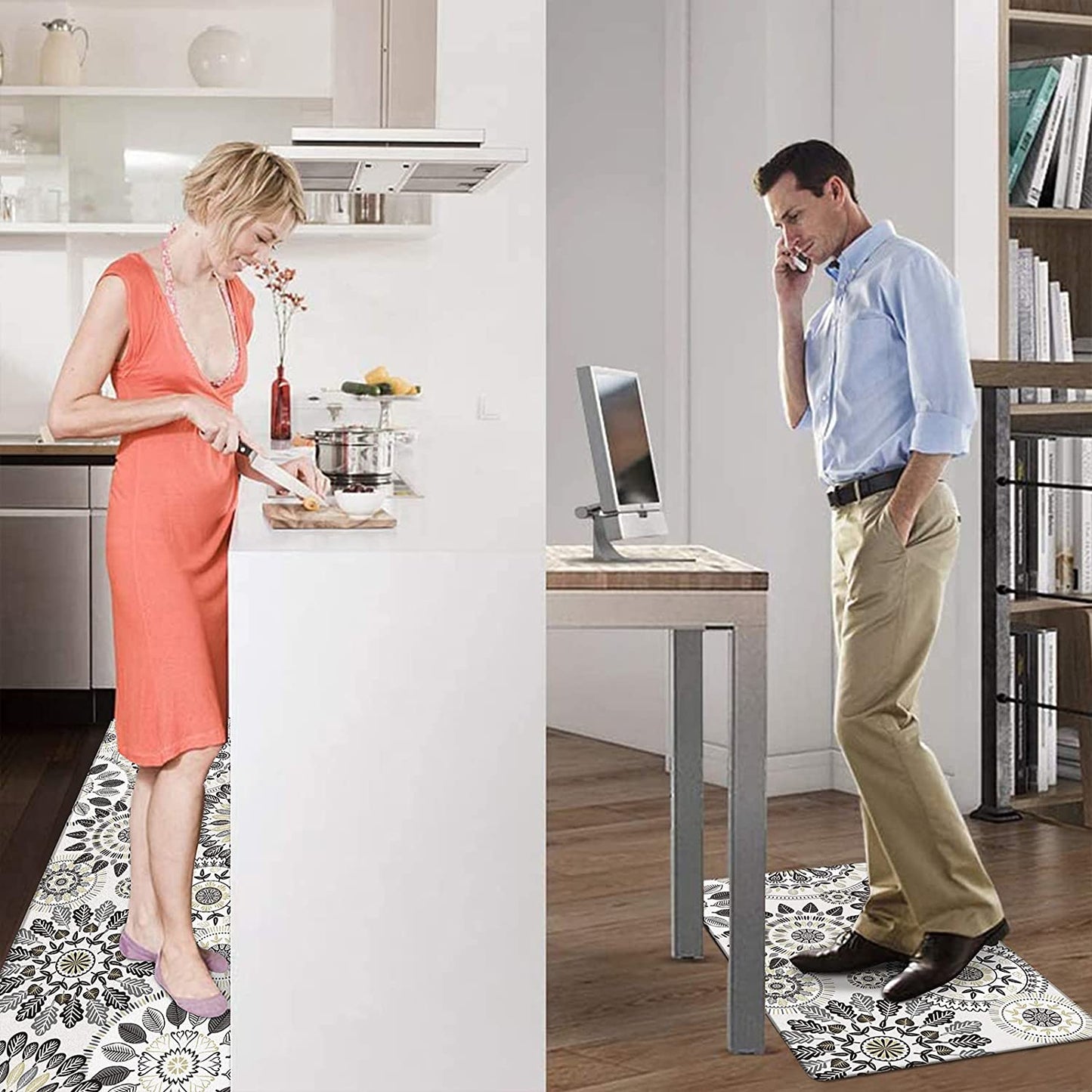 Set of 2 Anti Fatigue Mats for Kitchen Floor