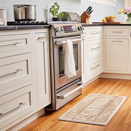 Nicole Miller New York Kitchen Gather Anti-Fatigue Kitchen Mat, Brown/Ivory, 20"x39"