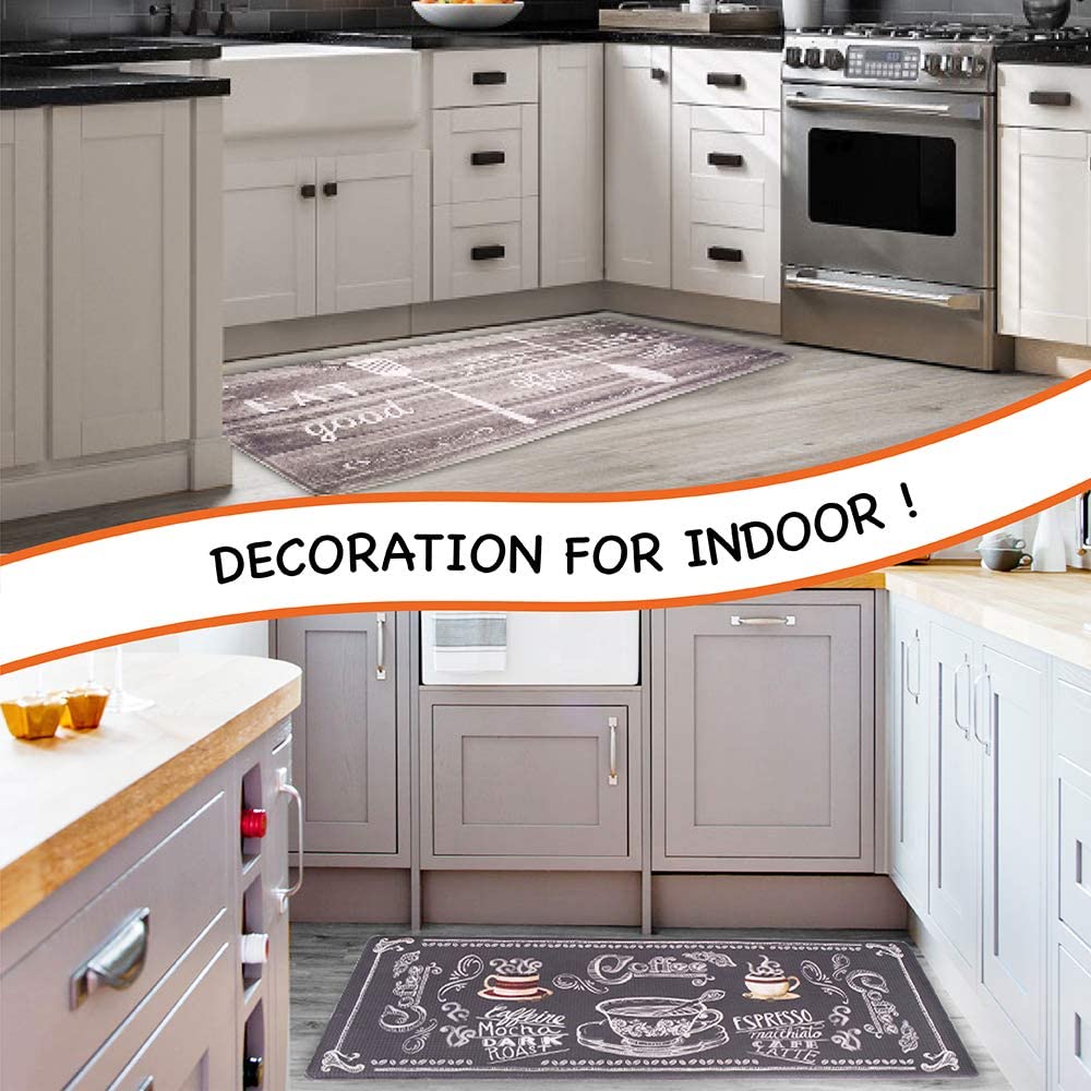 Anti Fatigue Reversible Cushioned Memory Foam Kitchen Rug Pad, 32x17 (Marble Gray)