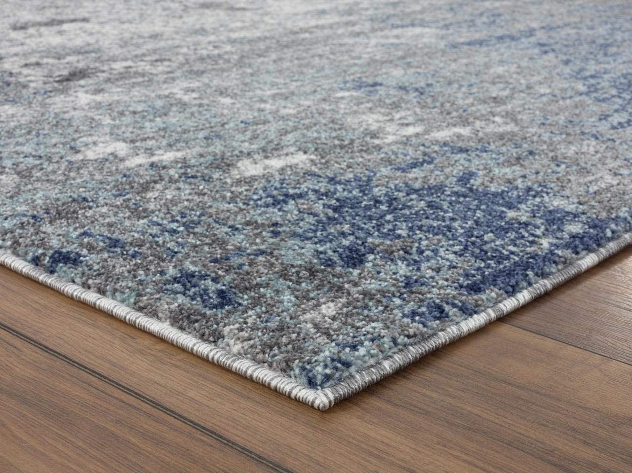 Euston Blue Abstract Modern Soft Area Rug