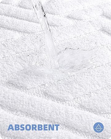 Upgraded White Bathroom Rugs - Refresh Your Bathroom with Color G Absorbent Microfiber Bath Mat - Non Slip, Soft, Washable, Quick Dry, 16βx24β Small Bath Rug Bathroom Carpet for Shower