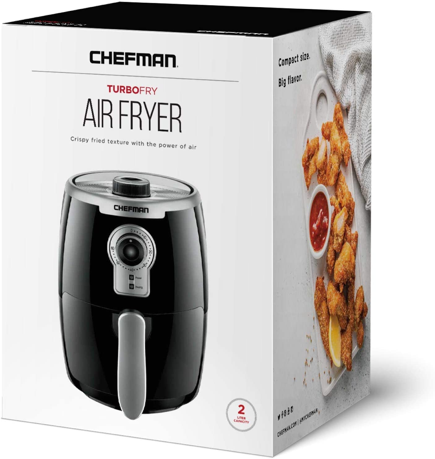 Black 2 Liter Air Fryer Temp Control