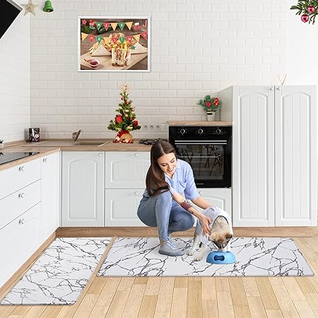 Cushioned Anti-Fatigue Waterproof Non-Slip Kitchen Mats and Rugs, 17''x47'' + 17''x30''