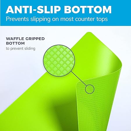 Extra Thick Pastel Flexible Plastic Cutting Board Mats with Food Icons & EZ-Grip Waffle Back, (Set of 6) Dishwasher Safe