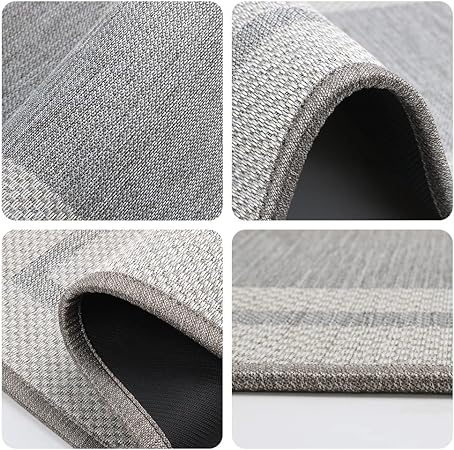 Non Skid Washable Kitchen Floor Mats Set 2, 17"x30"+17"x47"(Grey)