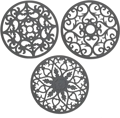 Silicone Pot Holder Non Slip Trivets Heat Resistant Mats Countertops Set of 3 (Black)
