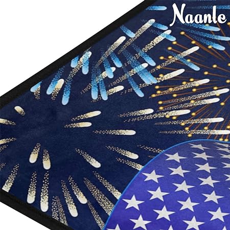 4th of July Anti Fatigue American Flag Non Slip Absorbent Floor Carpet Yoga Mat (3' in Diameter)