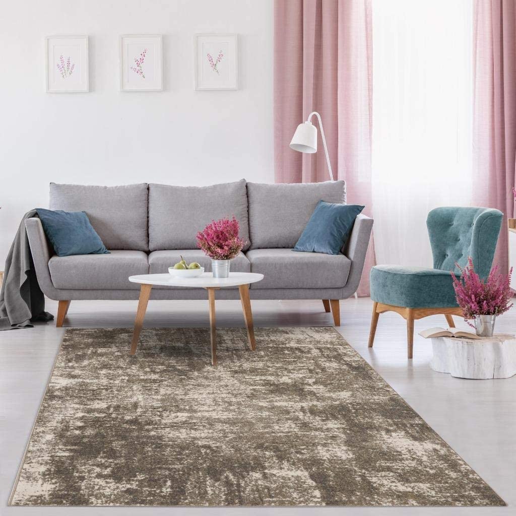 Lagos Collection Beige Abstract Soft Area Rug