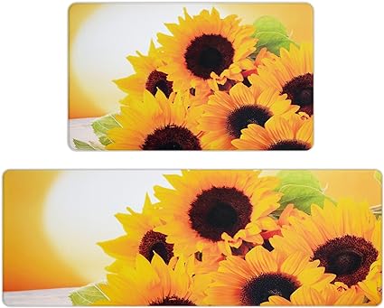 Modern Art Non Slip, Abstract Painting Cushioned Anti Fatigue, Waterproof Kitchen Mats, 18'' x 48'' + 18'' x 30''