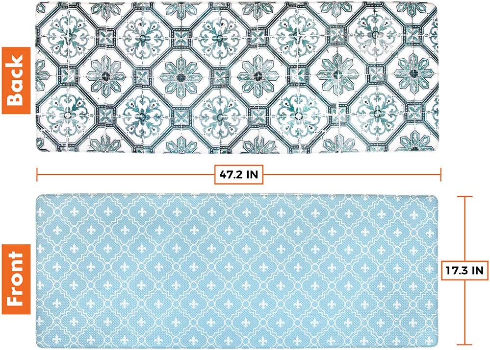 Anti Fatigue Reversible Cushioned Memory Foam Kitchen Rug Pad, 32x17 (Marble Gray)