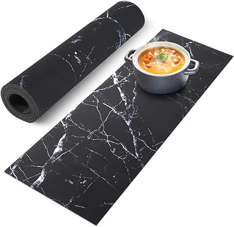 Heat Resistant Waterproof Trivet Table Runner Hot Plates Mat 12 X 40 Inch (Black Line)