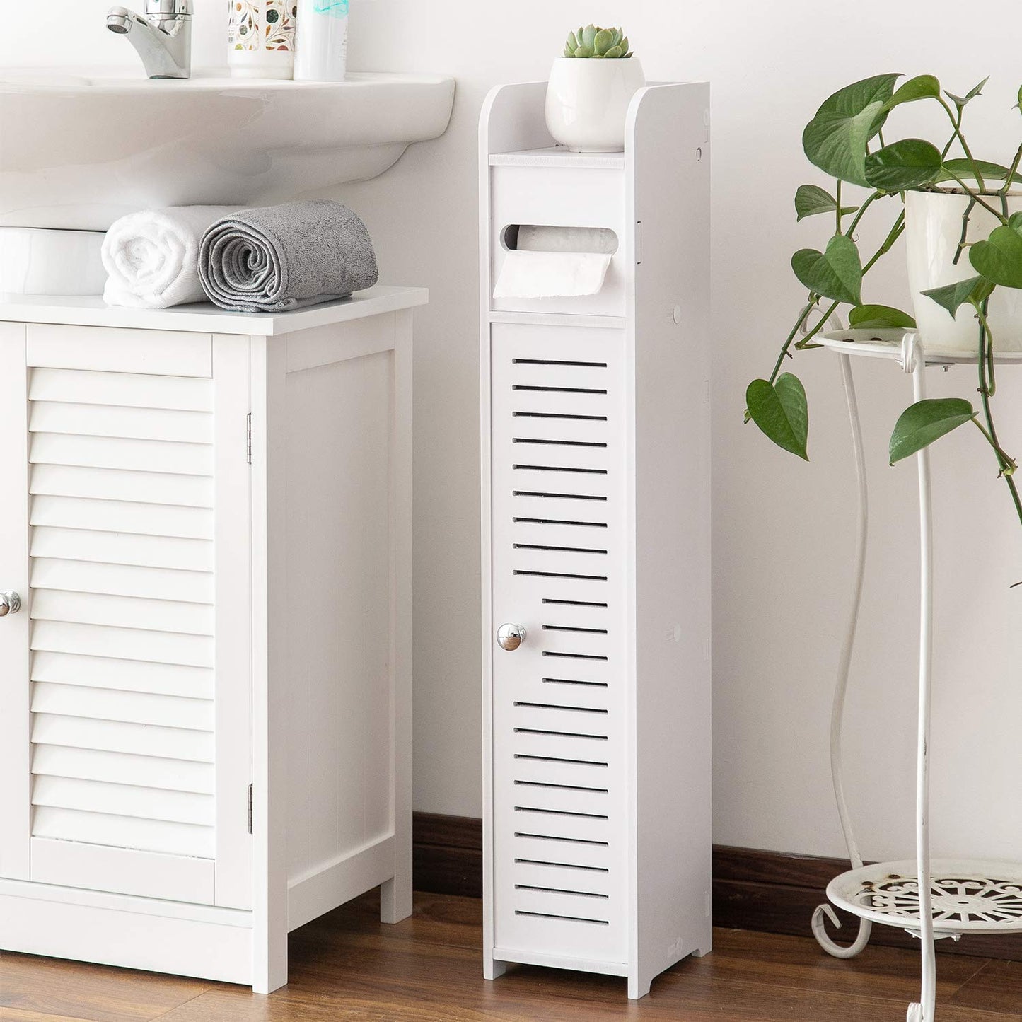 Bathroom Storage Corner Floor Vanity Cabinet - Multiple Colors