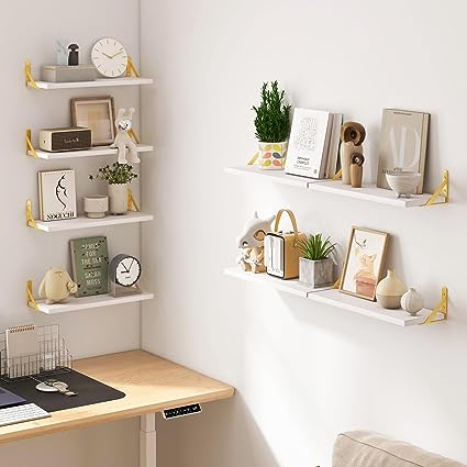4.7in Rustic Wood Wall Floating Shelves Set of 8 (Dark Carbonized Black)
