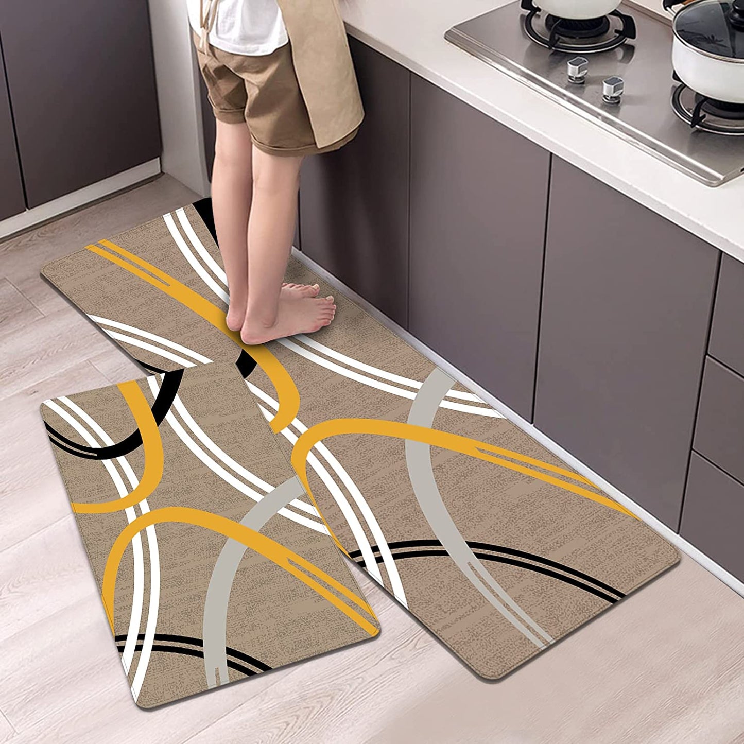 Modern Abstract Design Cushioned Anti Skid Waterproof Mat