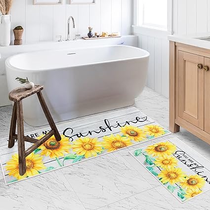 Non-Slip Backing Natural Design Throw Rug Lemon Design, 17"x48"+17"x24"