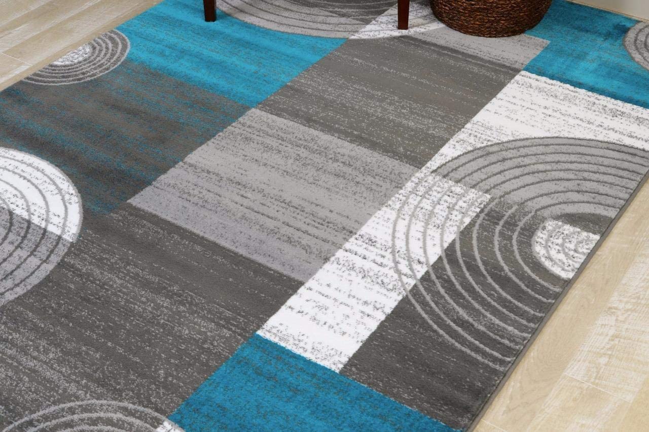 Modern Trendz Abstract Premium Blue Grey White Soft Area Rug
