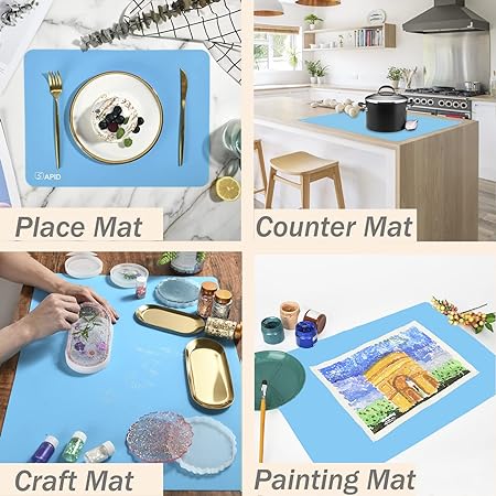 Thick Washable Heat Resistant Extra Large Silicone Mat 36" x 24" Black, Sapid