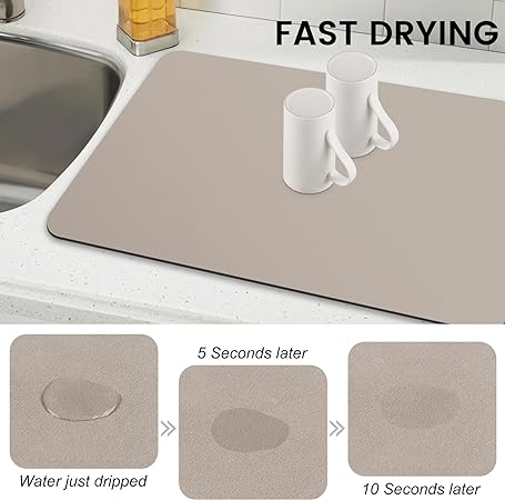 Dish Drying Mat Super Absorbent Drying Mat Large Dish Drying Mats for Kitchen Counter Easy clean Dish Mat Kitchen Drying Mat 15"x 18" Black