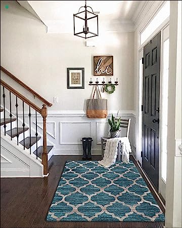 Moroccan Distressed Non-Slip Washable Throw Area Rug - (2’X 3’, Blue)