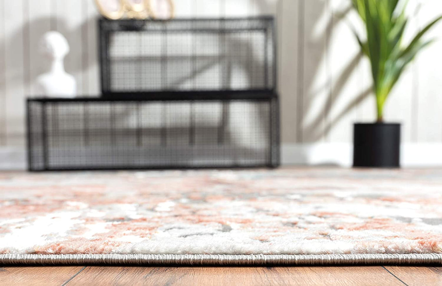 Contemporary Distressed Colorful Rust & Orange Area Rug